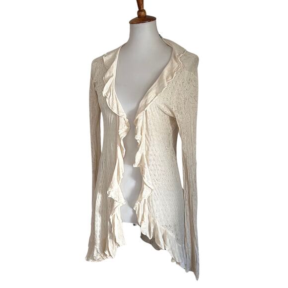 Y2K Paul & Joe Cream Thin Knit Ruffle Sweater - Picture 3 of 5